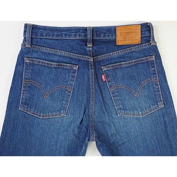 Levis Premium Size 26X29 Womens Wedgie Button Fly Blue Denim 5 Pocket Logo Jeans - Picture 14 of 15